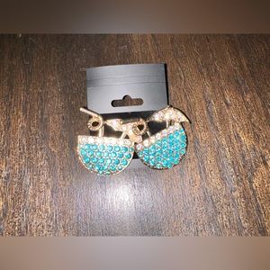 Aqua and Gold Cocktail Earrings